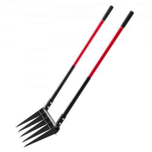Broad Fork, 5-Tine Pitchfork with Dual Fiberglass Handles, Heavy Duty Garden For