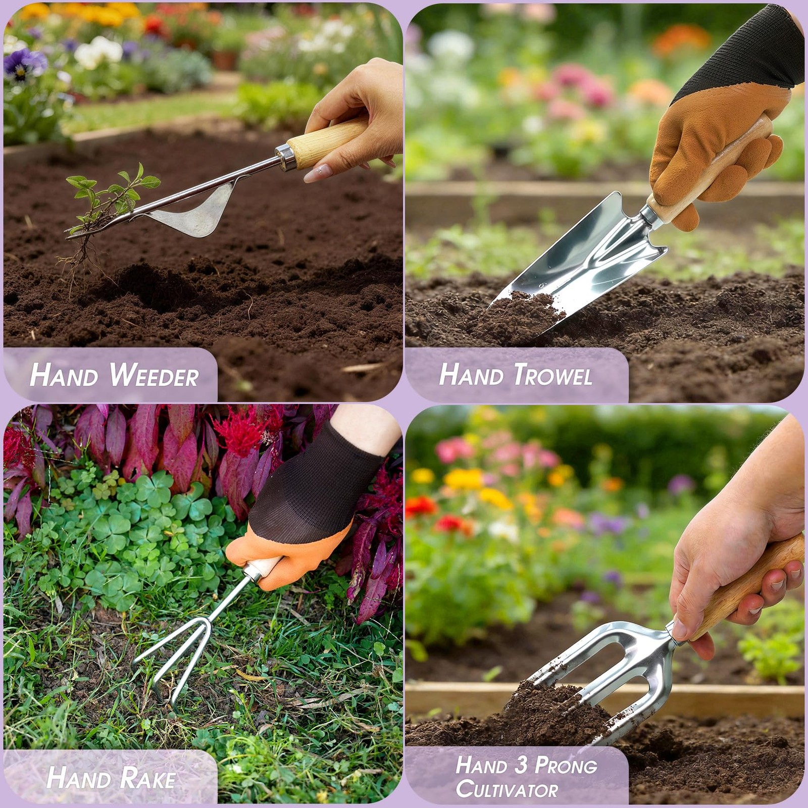 10~Piece Stainless Steel Garden Tool Set with Tote Bag