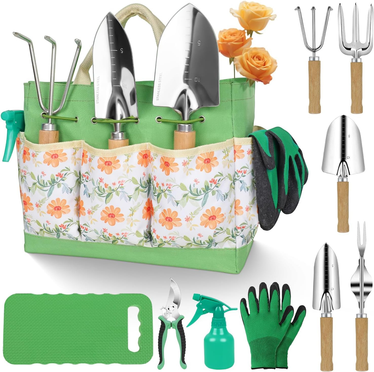 Gardening Tools 10-Piece Heavy Duty Stainless Steel Hand Tools with Durable Gard