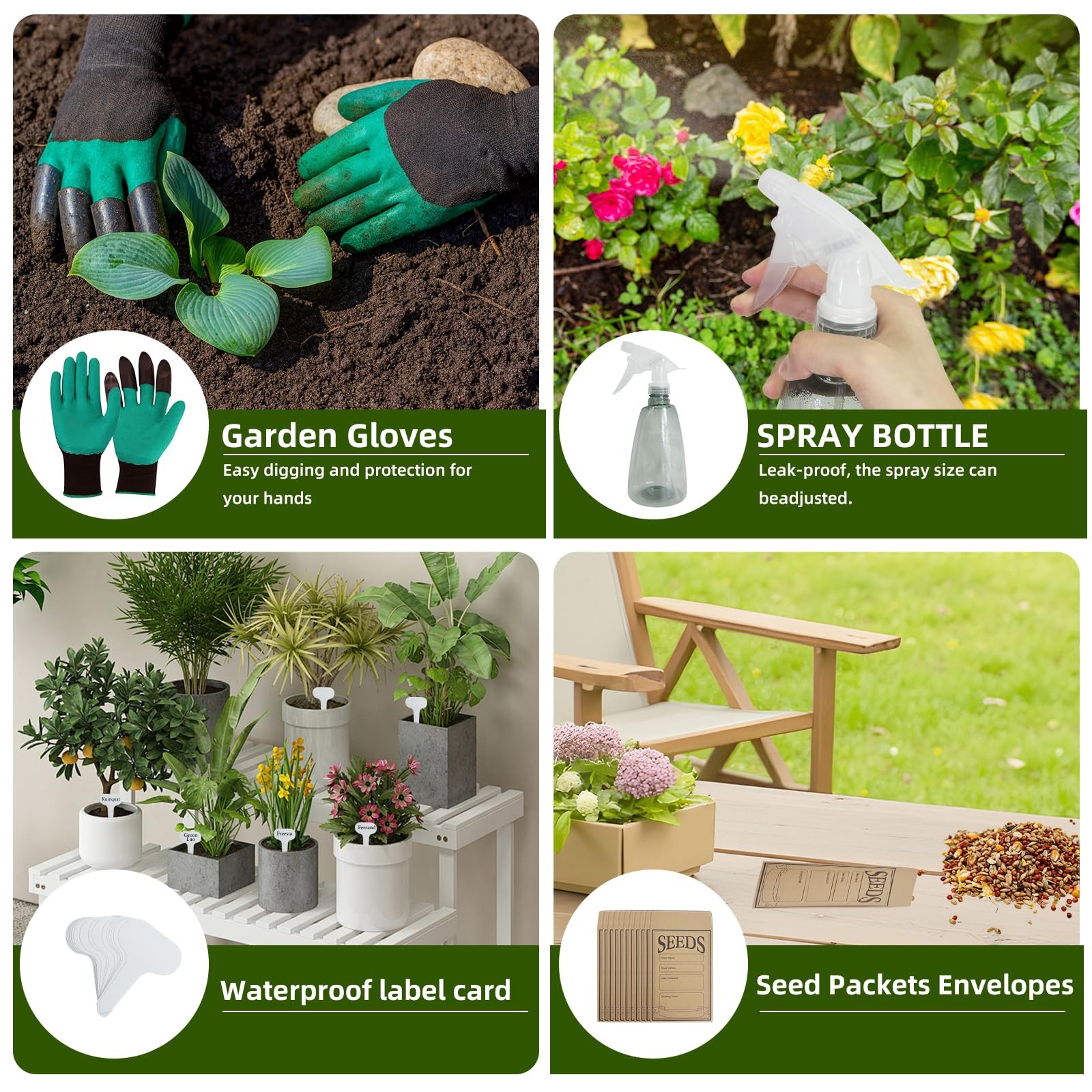8 in 1 Seed Storage Garden Seed Organizer with Gardening SuGarden Tool Set Bo…