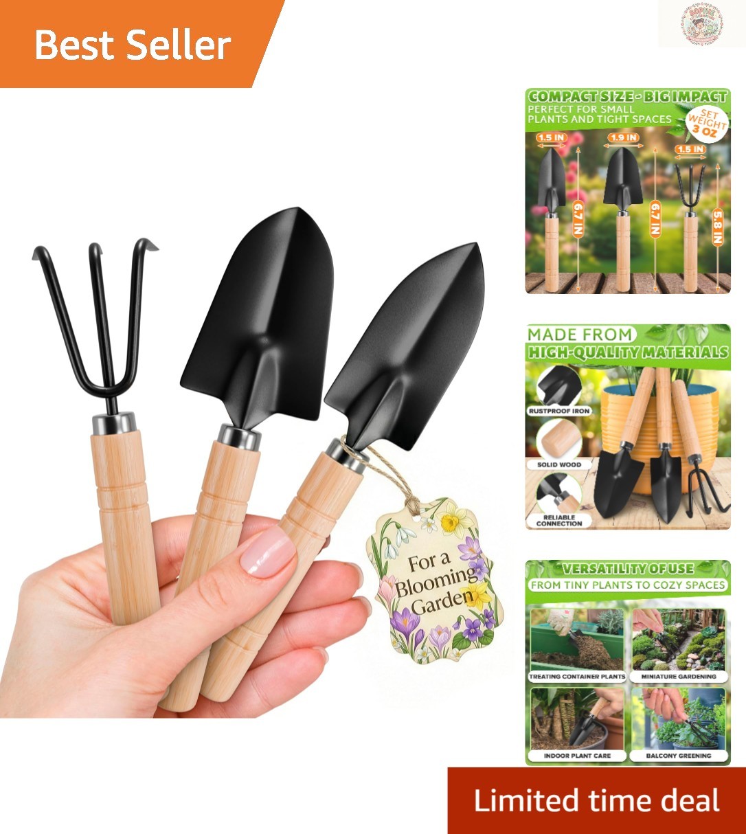 Delicate Plant Care 3-Piece Mini Tool Set – Perfect for Succulents & Bonsai