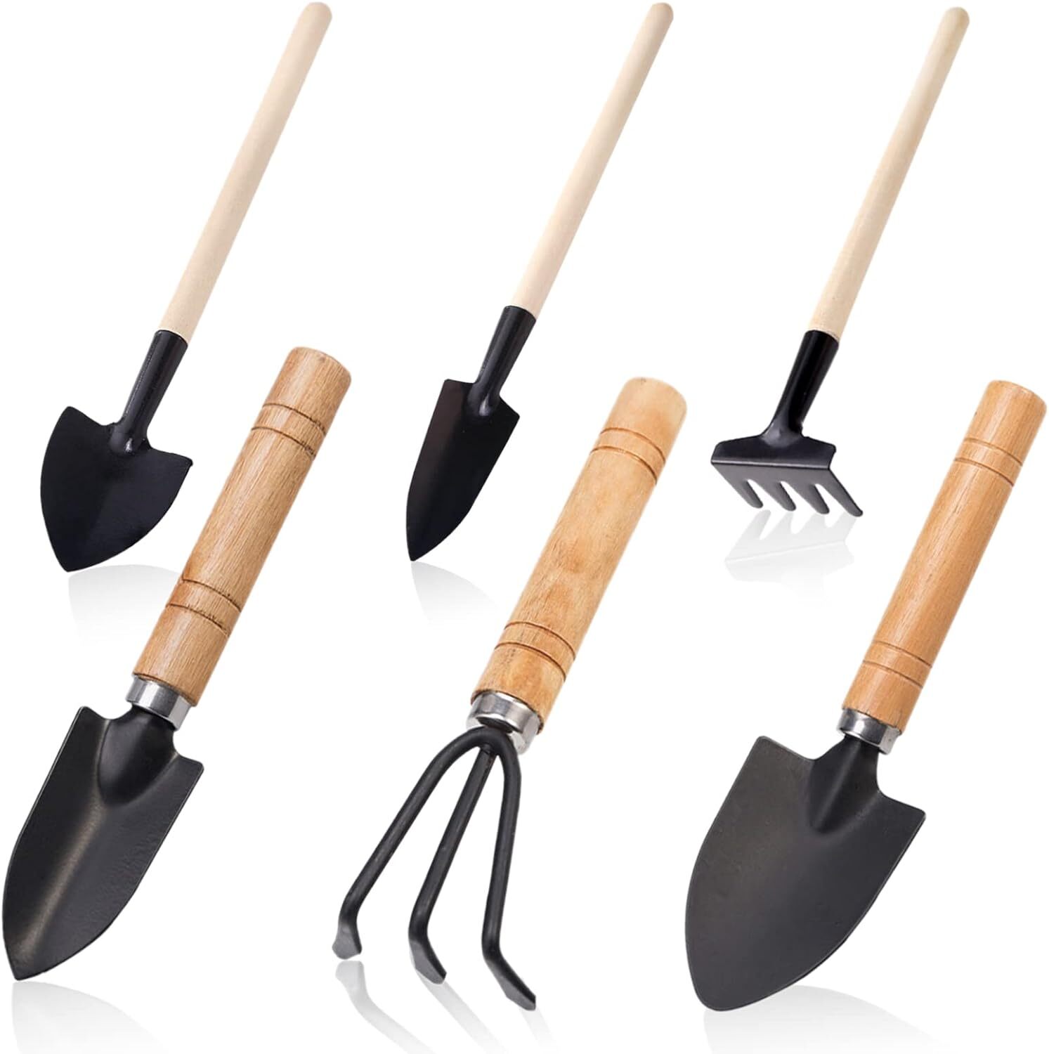 Small Garden Tool Set, 6 Pieces Iron Gardening Kit Including Hand Shovel,