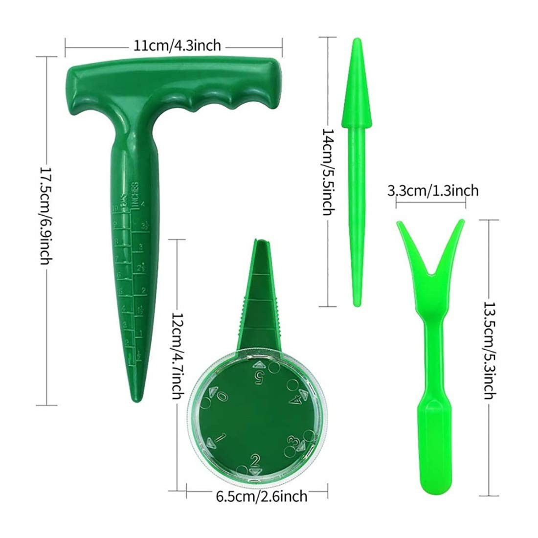 cozyou 4 Pack Adjustable Hand Hold Sowing Seeds Dispenser, Seedlings Green