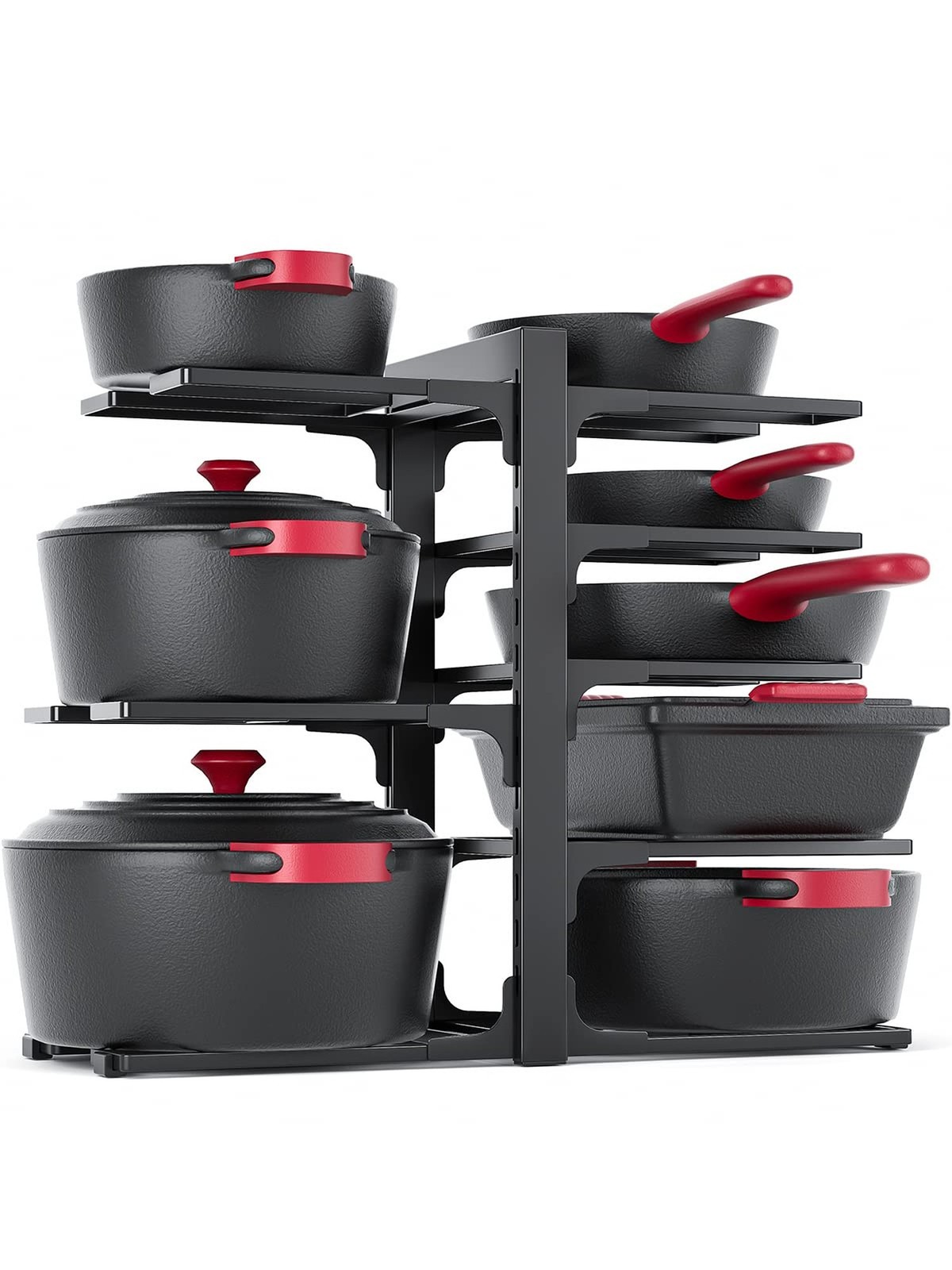 MUDEELA 8-Tier Heavy Duty Adjustable Pots and Pans Organizer and 10 Expandabl…