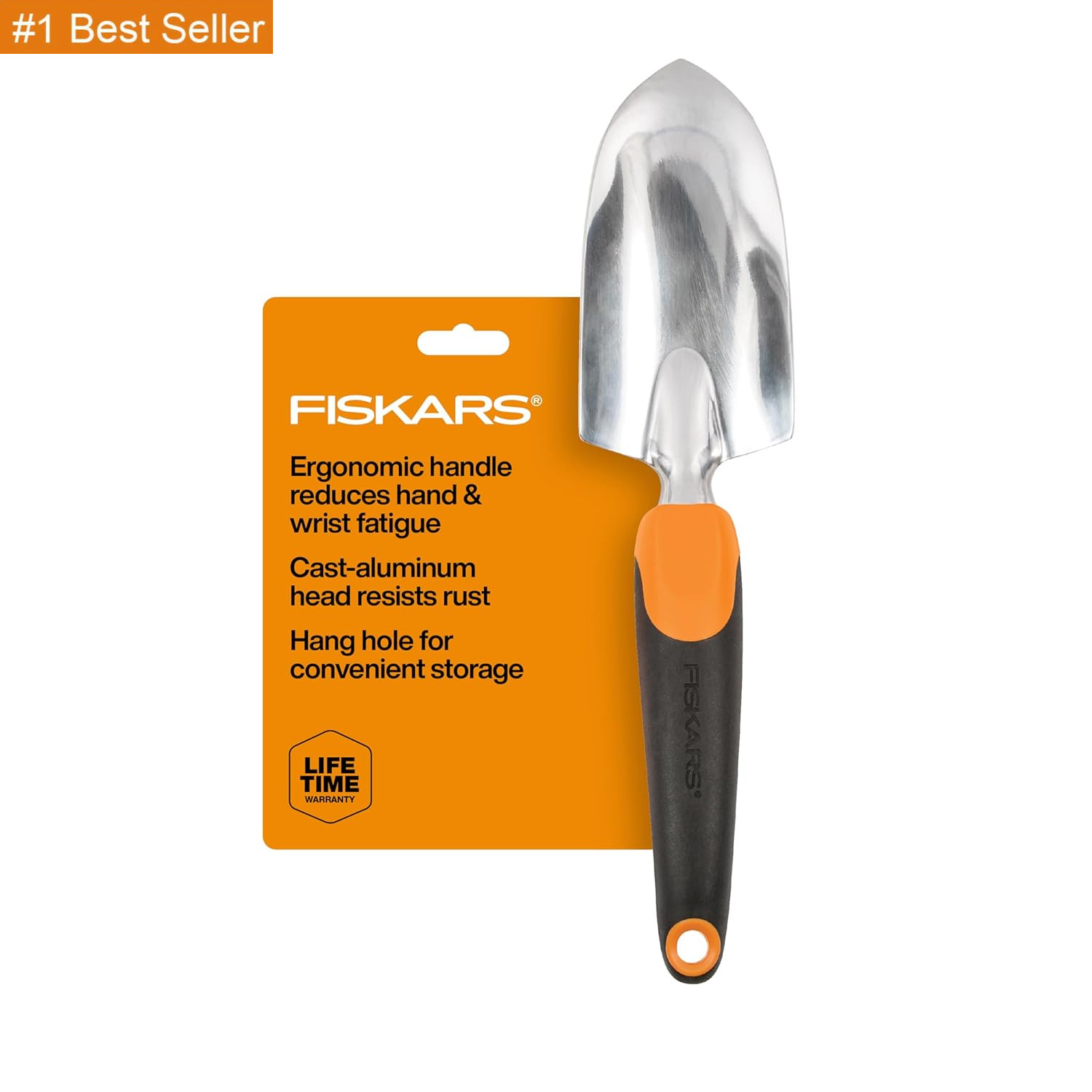 Fiskars Trowel, Heavy Duty Gardening Hand Tool with Hang Hole, for Digging and P