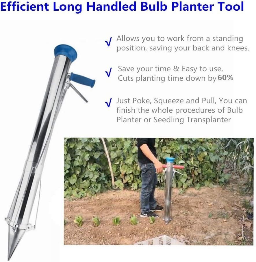 Long Handled Bulb Planter Tools and Vegetable Seedling Tool Manual Plant Tran…