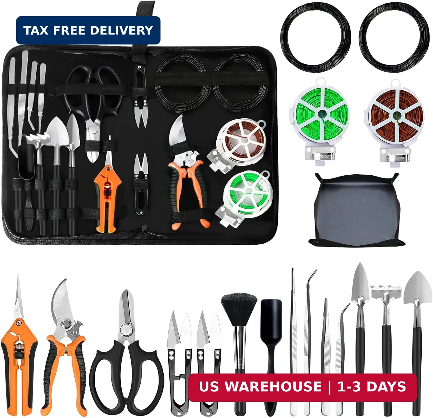 Essential Bonsai Gardening Kit: 20 Tools, Scissors, Wire, and More for Beginners