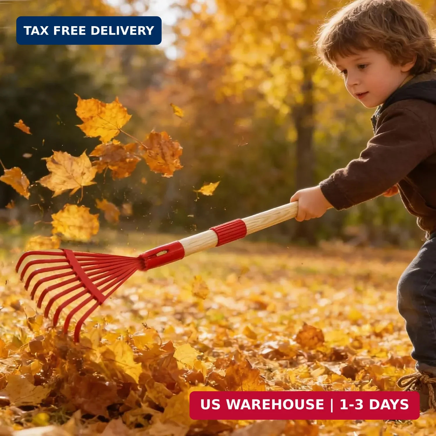 2 Pcs Kids Rake and Shovel Set,28″ Toddler Size Metal Snow Shovel & Leaves Rake