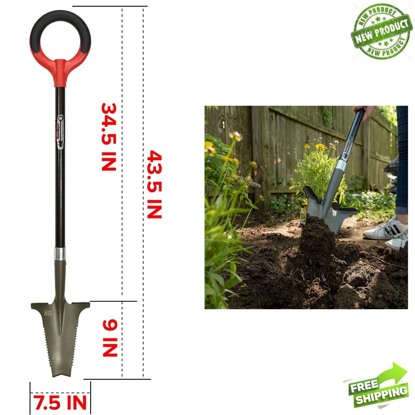 Garden Root Slayer Digger Shovel Weeder Transplanter Ergo Lightweight Hand Tool