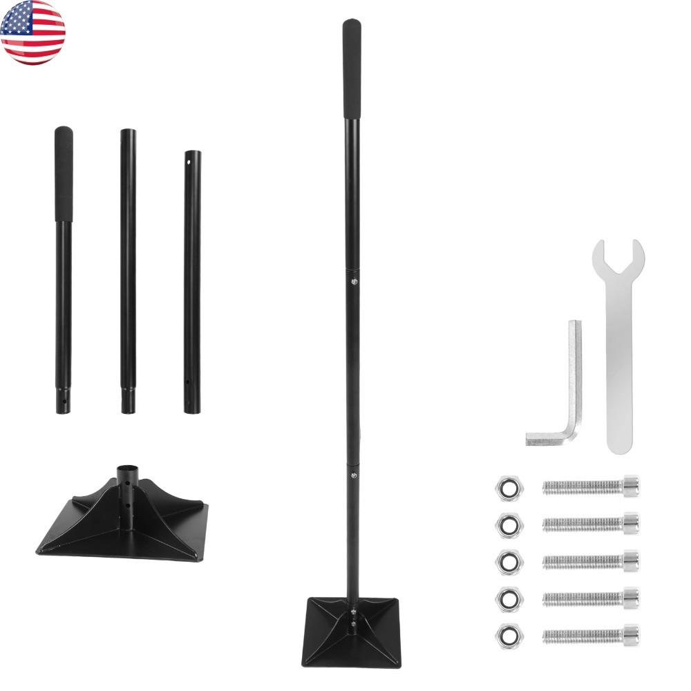 8x8in Detachable Steel Garden Tamper with Comfortable Rubber Grip Manual Garden