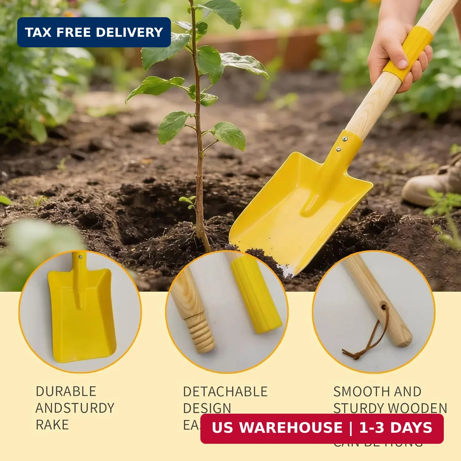 2 Pcs Kids Rake and Shovel Set,28″ Toddler Size Metal Snow Shovel & Leaves Rake