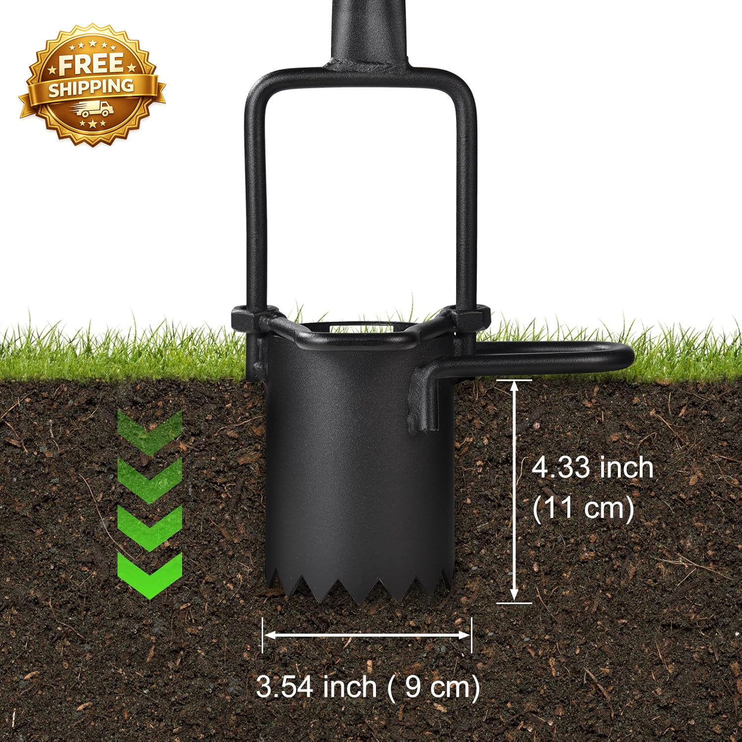 Sod Plugger Bulb Planter with Long Handle and Serrated Base Garden Tool