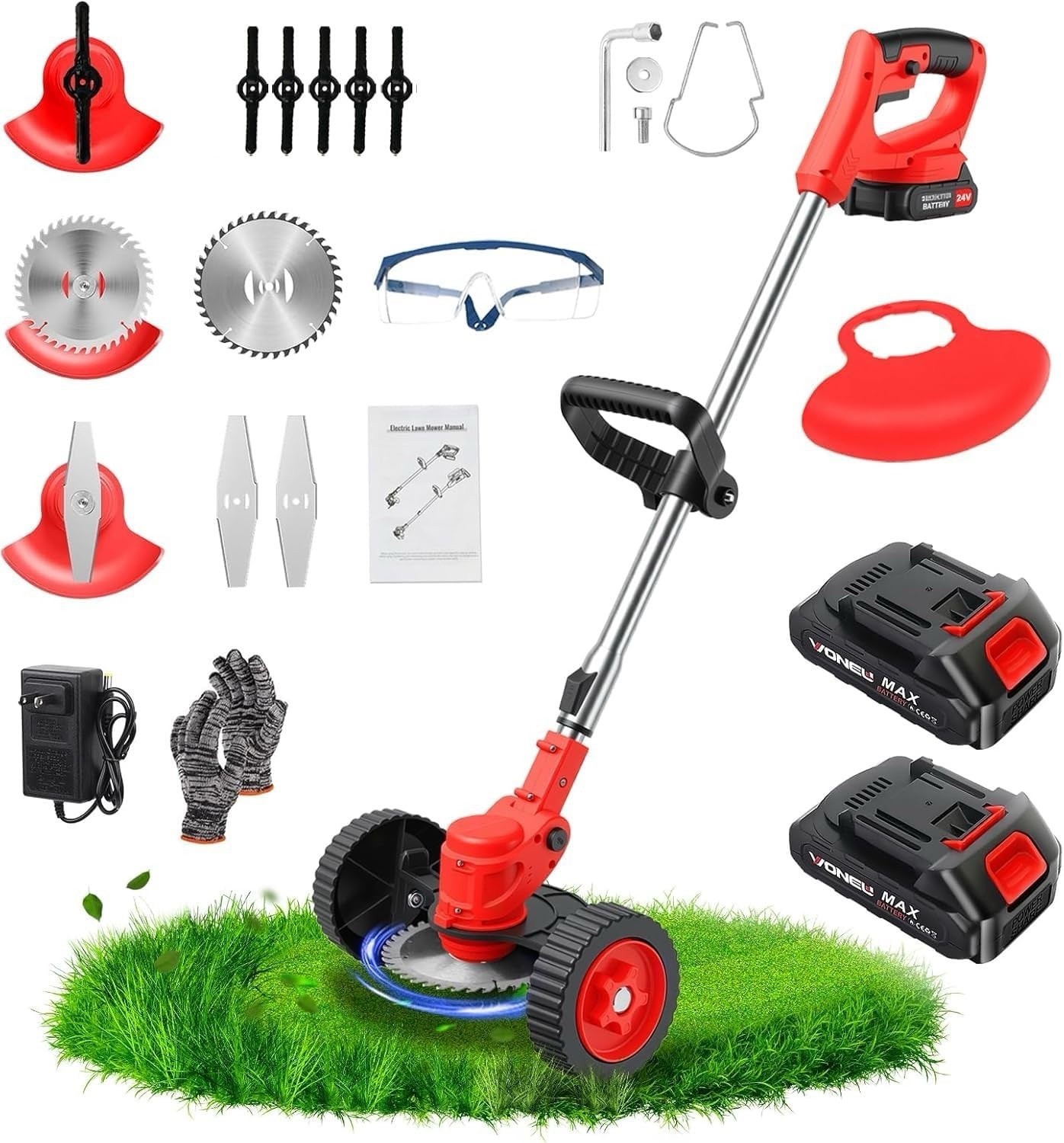 ALSO GO 24V Electric Weed Wacker, Cordless Grass Trimmer, 3 in 1 Weed Trimmer…