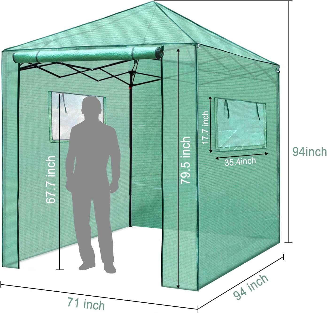 Pexfix 8X 8 Portable Walk-In Greenhouse For Easy To Assemble Pop Up Grow