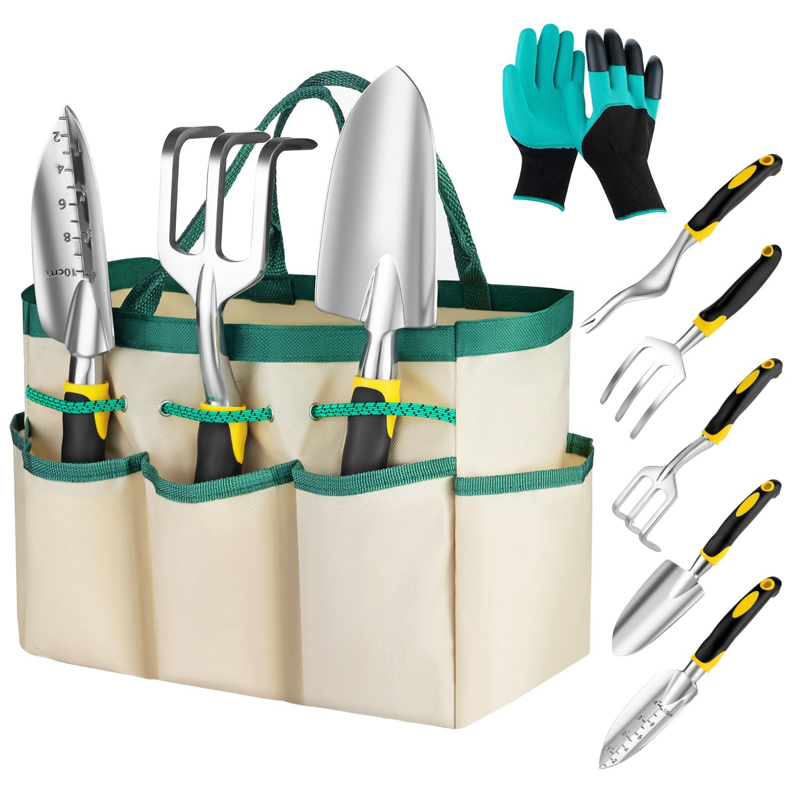 7 PCS Yellow Ergonomic Gardening Hand Tool Set Aluminum Alloy Ideal Gift