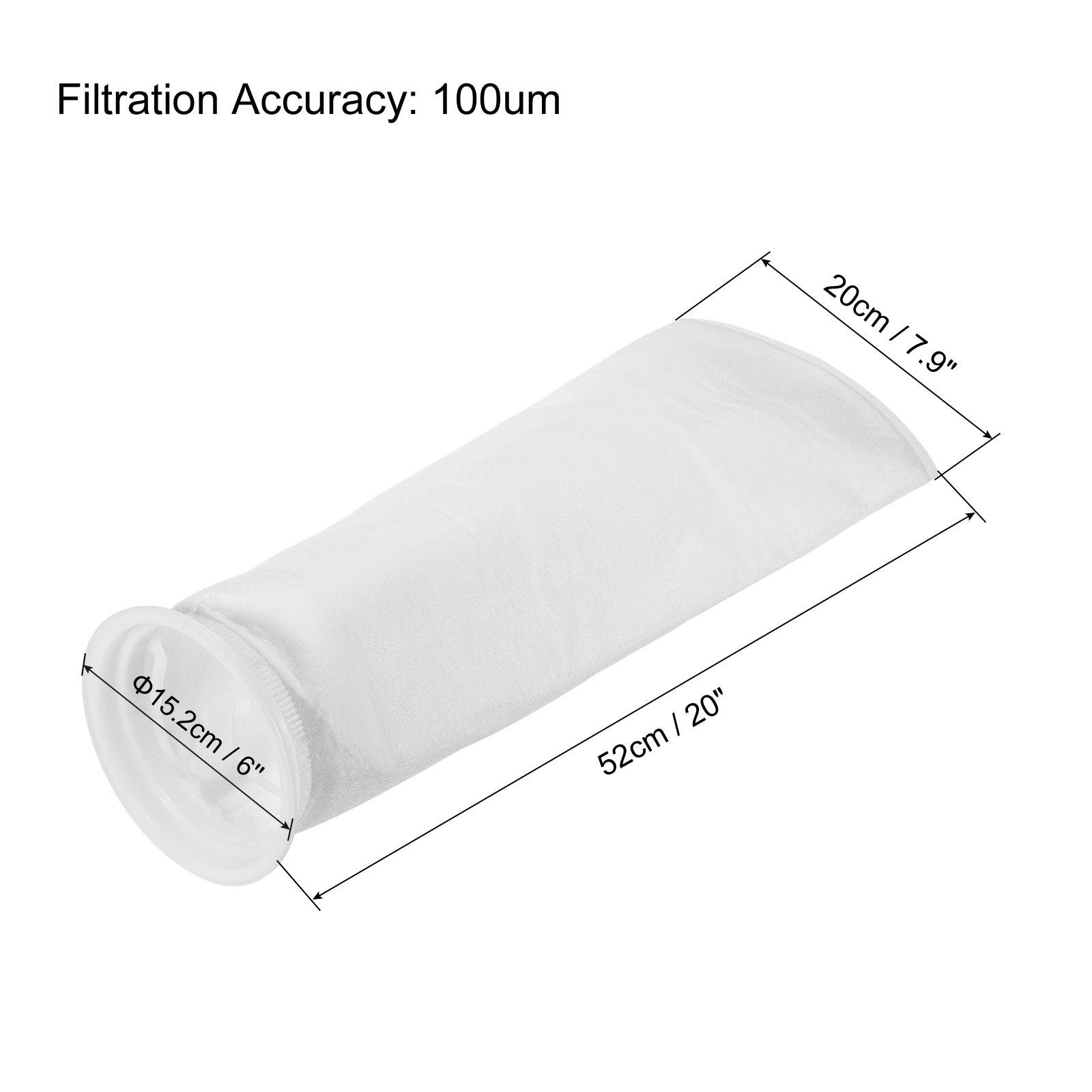 2pcs 6″ Ring Filter Socks 100 Micron Mesh Bags Pool Skimmer Basket White
