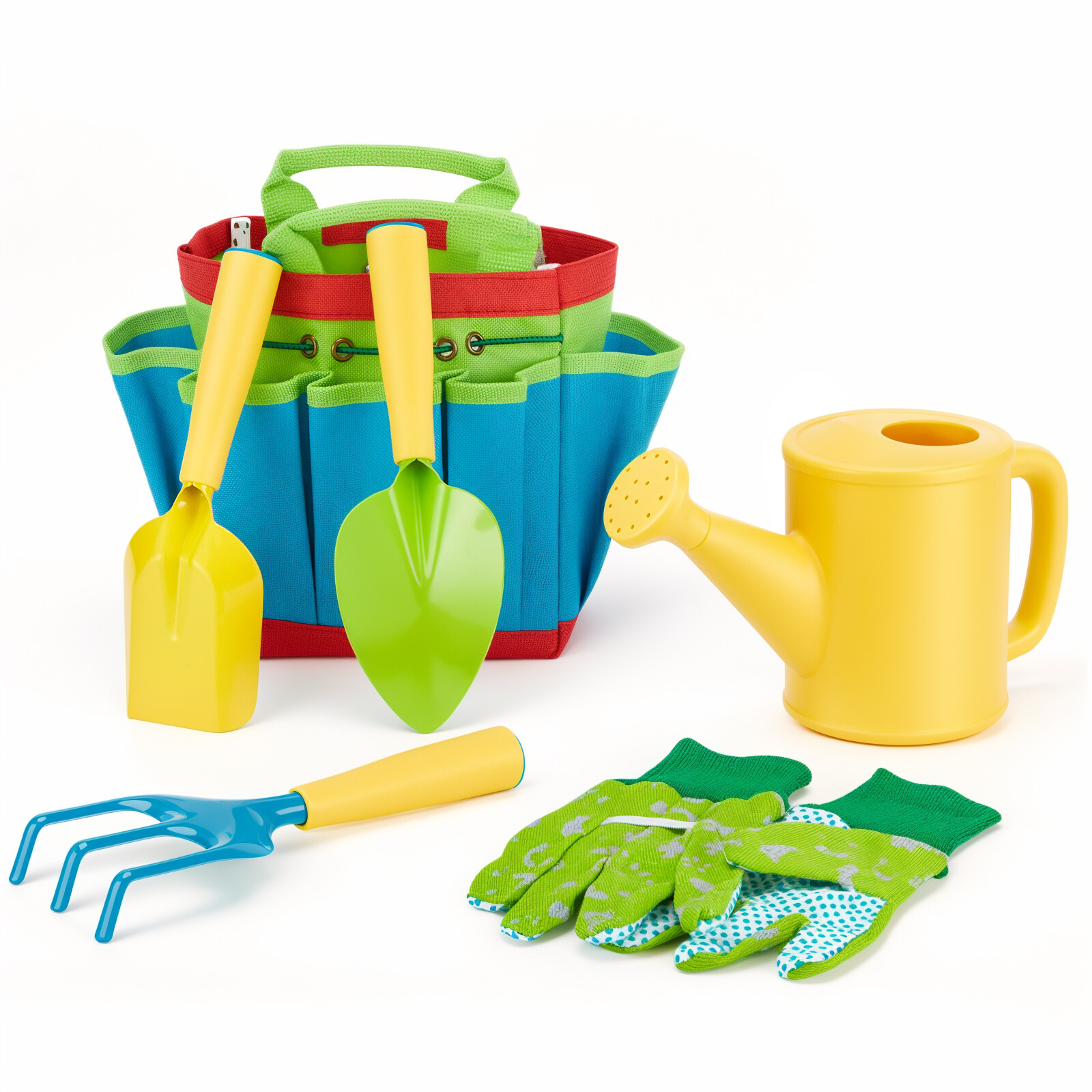 6PCS Childern Gardening Set Garden Tools Kids Play Set Rake Watering Can Bag