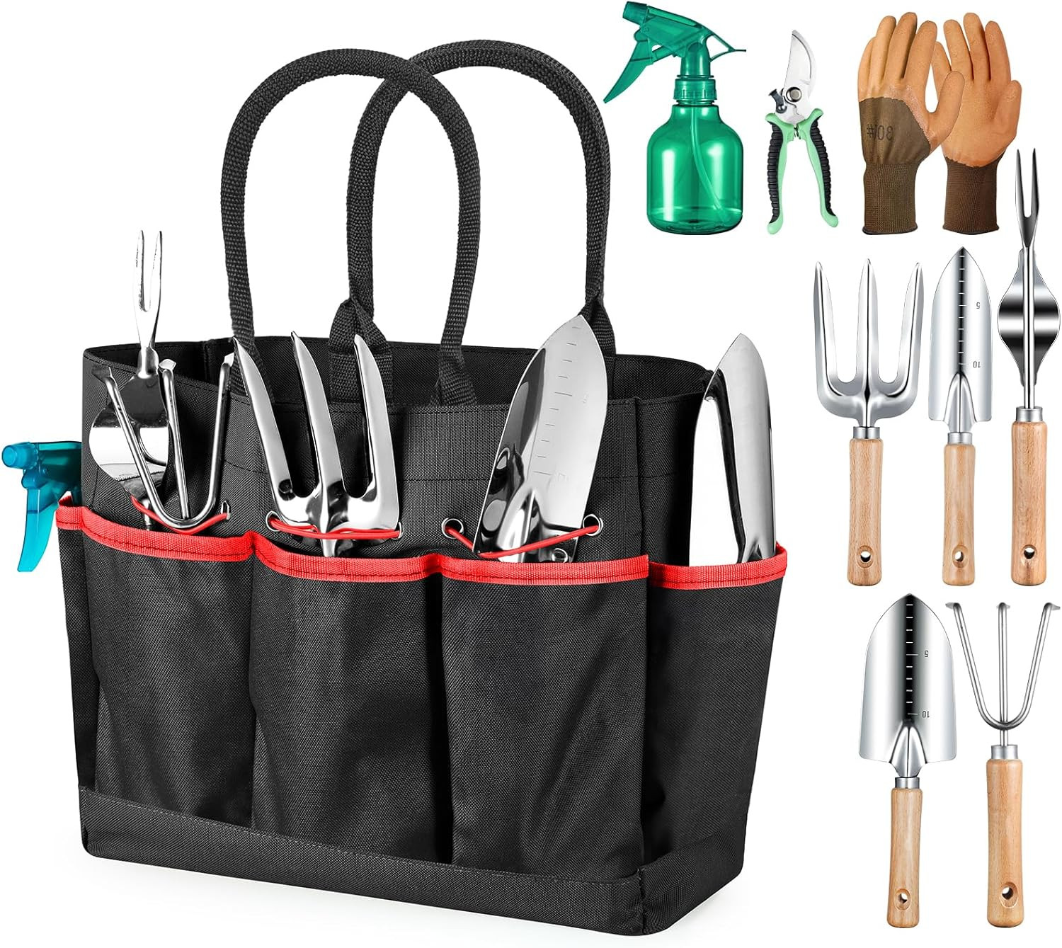 Gardening Hand Tools Heavy Duty with Tools Organizer Handbag Rust-Proof Set