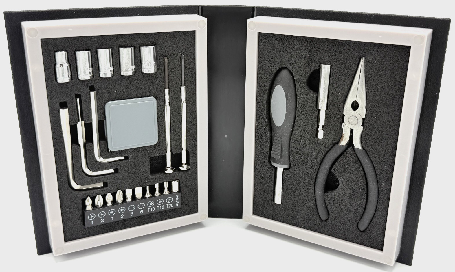 BOOK SIZED COMPACT TOOL SET – 24 PIECE SET – FOR HOME, DORM, DIY – PRE-OWNED