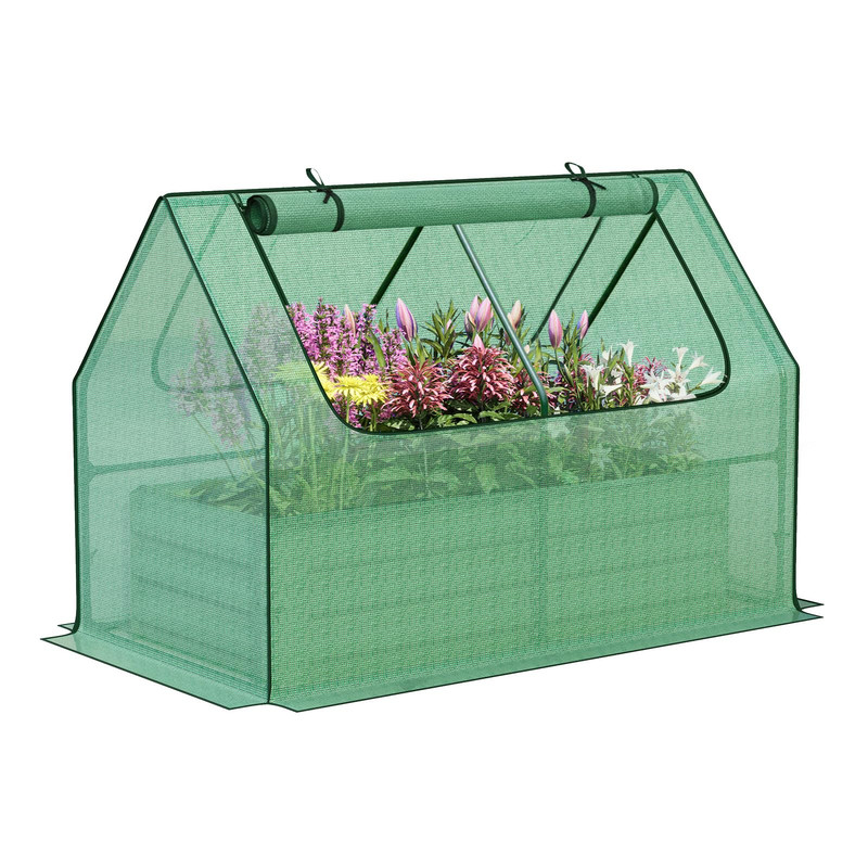 Aoodor Raised Garden Bed Kit 4X2X1 Ft Galvanized Planter Pe Cover Screen