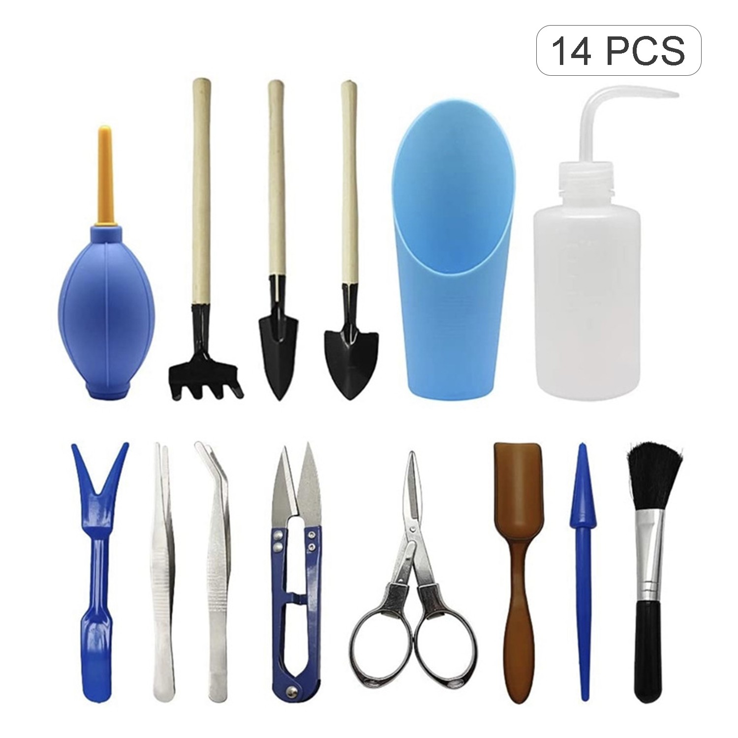 14PCS Mini Garden Tools Set For Bonsai Succulent Transplanting V1