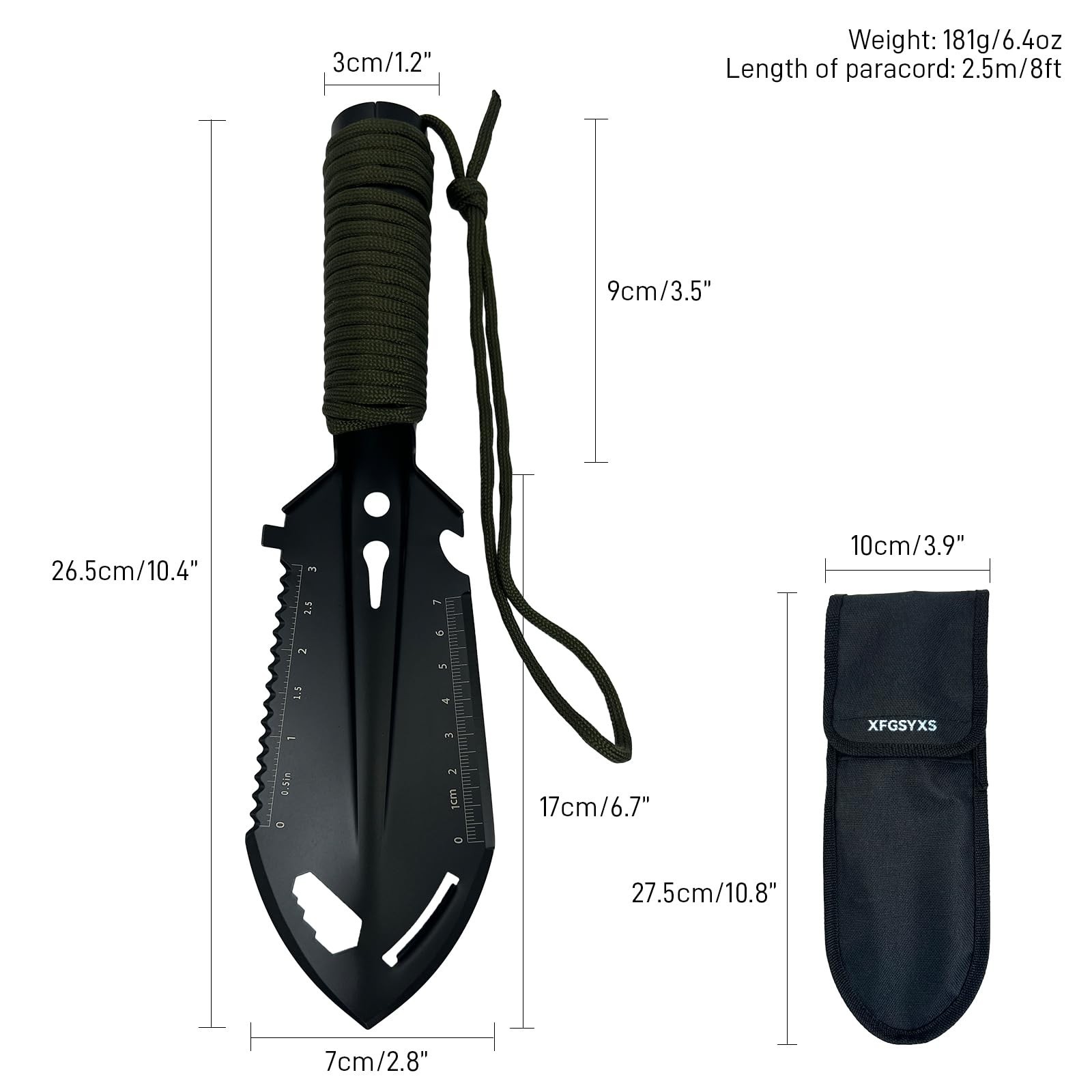 Small Camping Shovel, 9 in 1 Mini Hand Shovel, Portable Backpacking Trowel, U…
