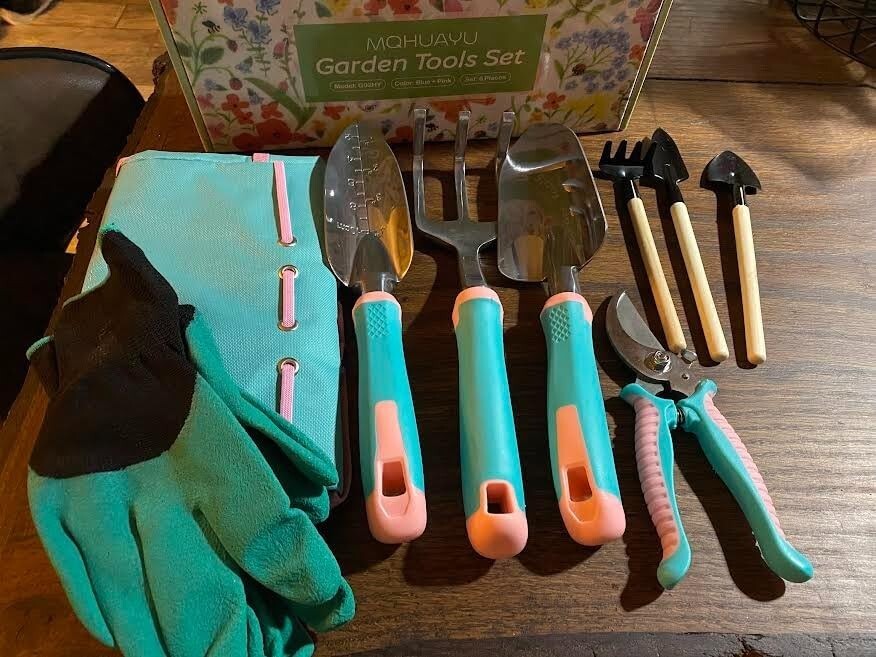 6 Pcs Garden Tool Set Gardening Hand Tools Aluminum Alloy Starter Kit Garden Bag