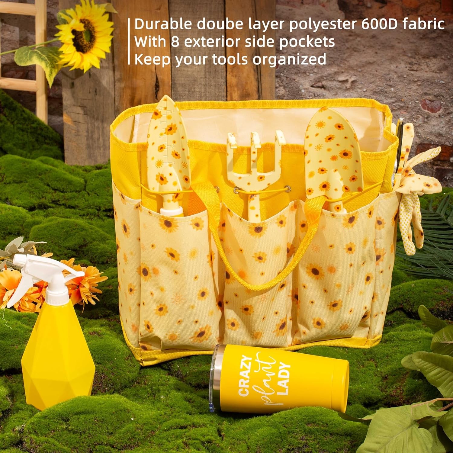 Sunflower Gardening Gifts for Women Heavy Duty Garden Tool Set with Storage Bag