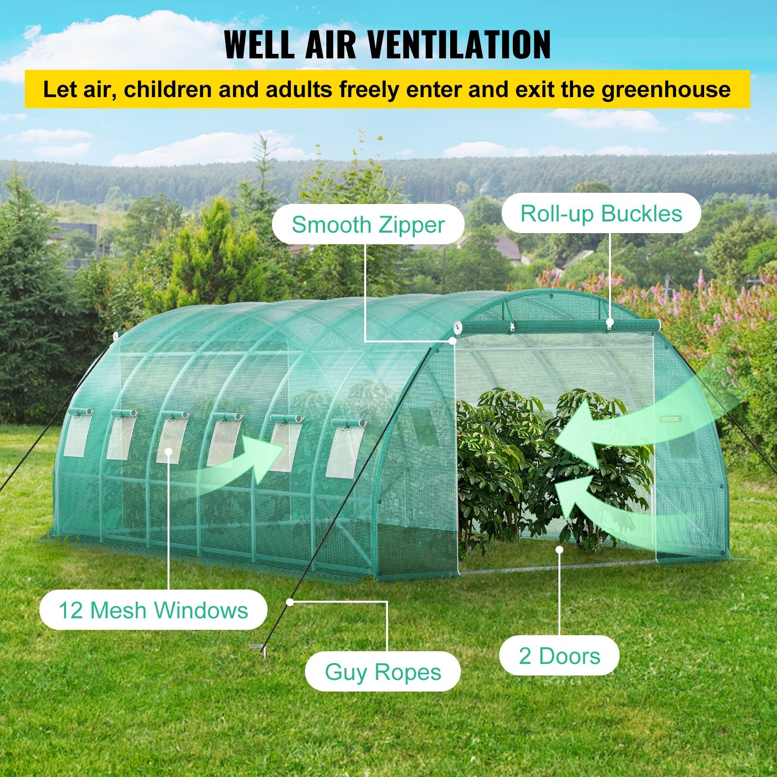 Walk-in Tunnel Greenhouse,20 x 10 x 7 ft Portable Plant Hot House with Galvanize