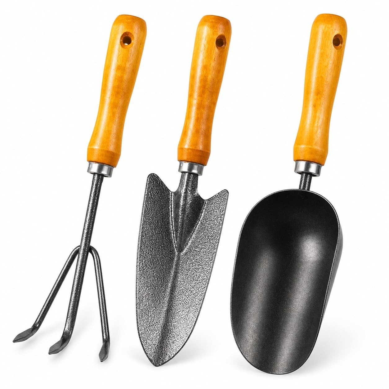 3-in-1 Heavy Duty Garden Tool Set, Carbon Steel Hand Tools with Ergonomic Handle