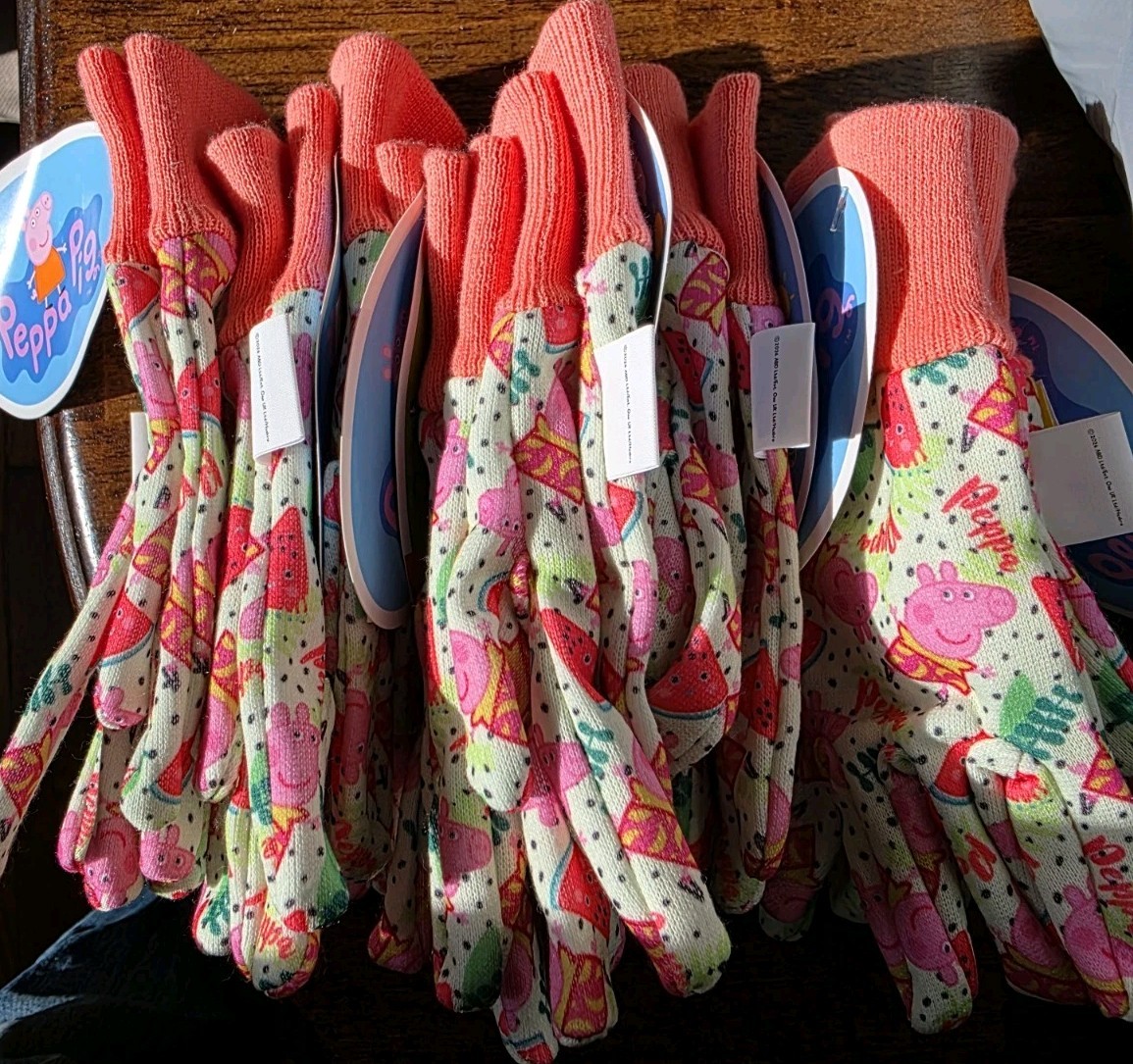 New 8-pair lot Peppa Pig Kids Jersey Gardening Gloves by Midwest TODDLER SIZE 3+