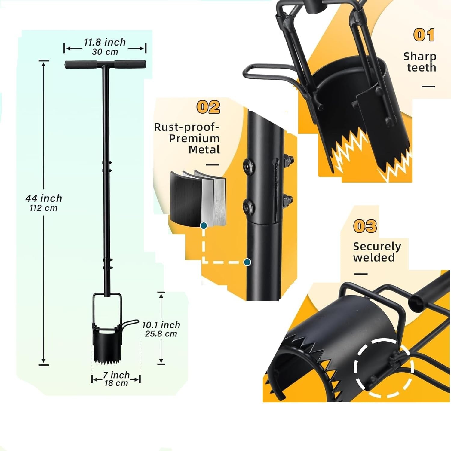 Lilyvane Sod Plugger Tool & Bulb Planter, Heavy Duty Grass Plugger with Sharp Se
