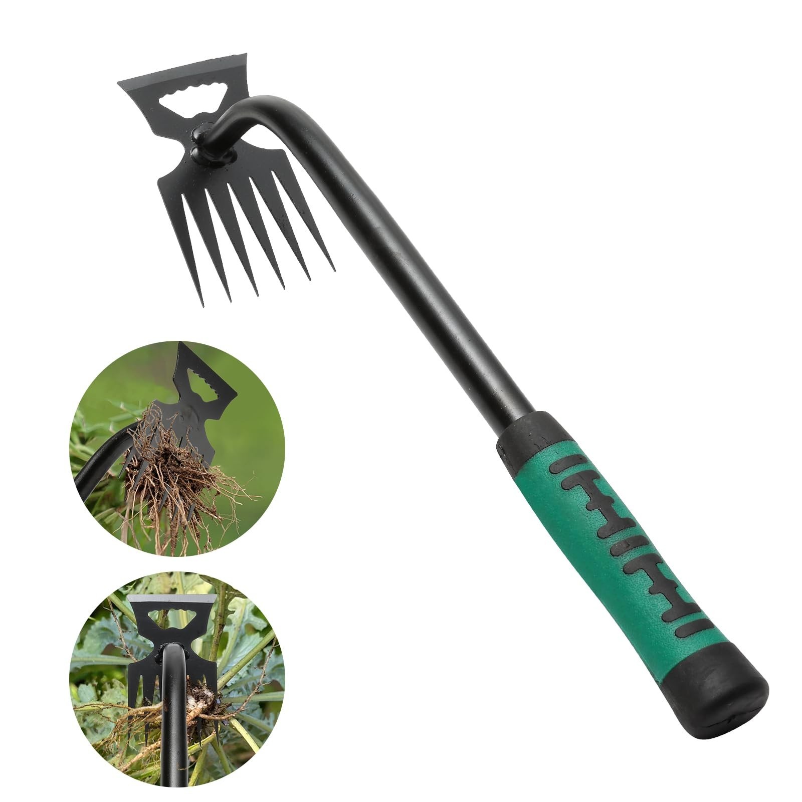 Manual Weeding Tool, Durable 6 Teeth Design, For Garden Weeds, Black