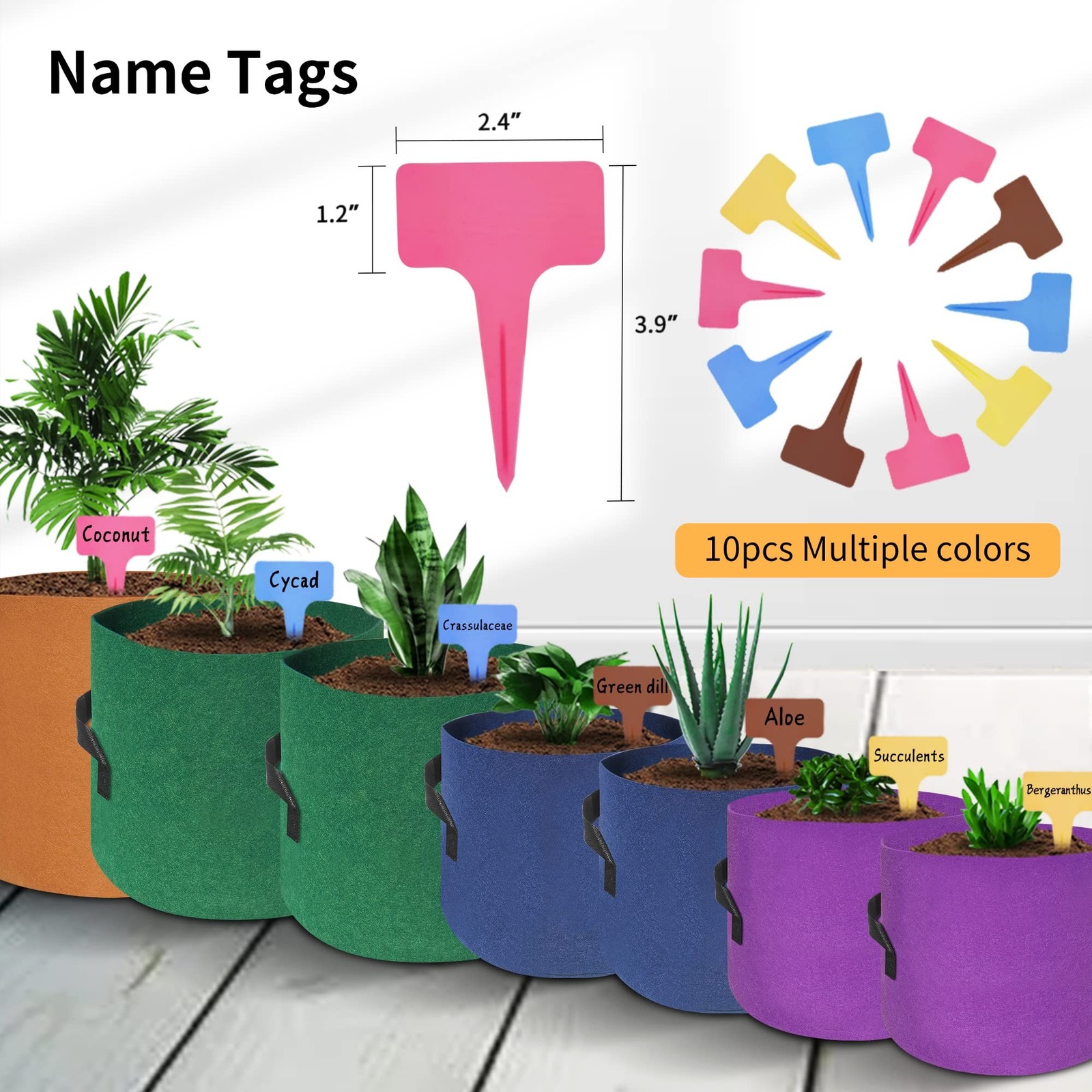 HAOWIN 400G Thickest 7-Pack Colorful Plant Grow Bags, Fabric Pots 10 Gallon 7…
