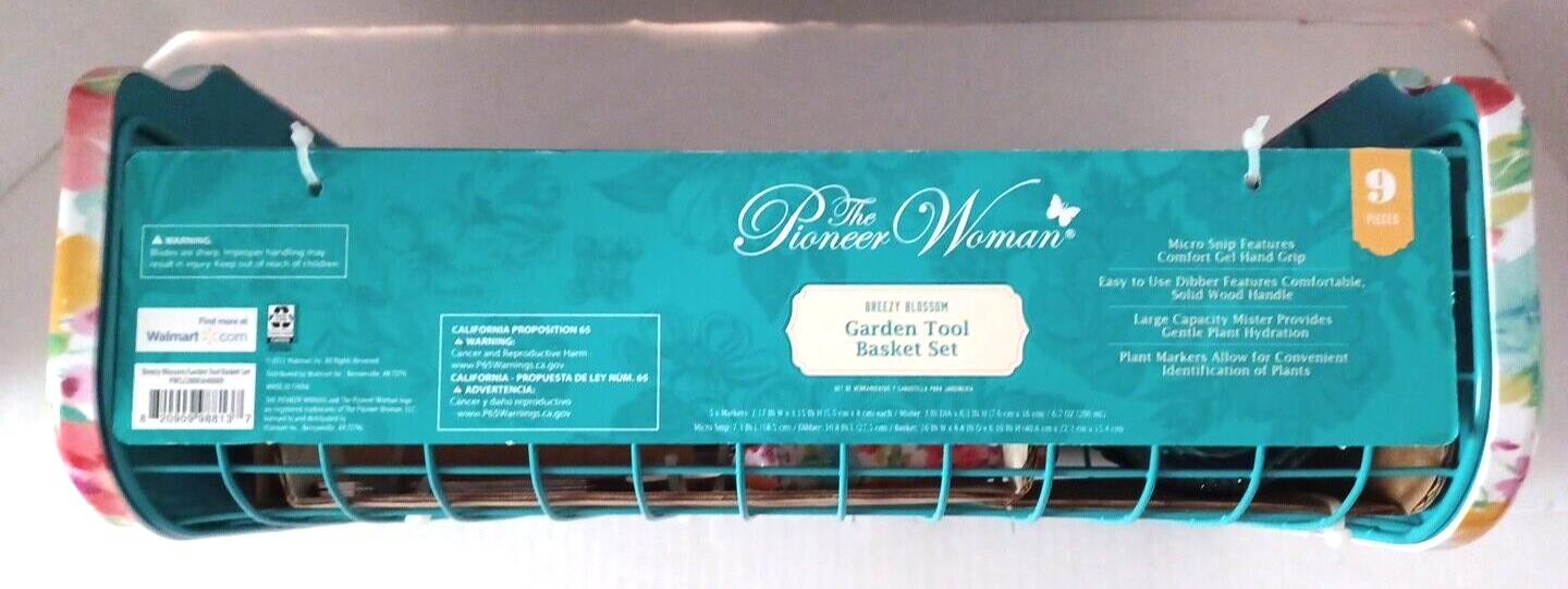 The Pioneer Woman 9 Pc Garden Tool Basket Set Breezy Blossom Metal NEW