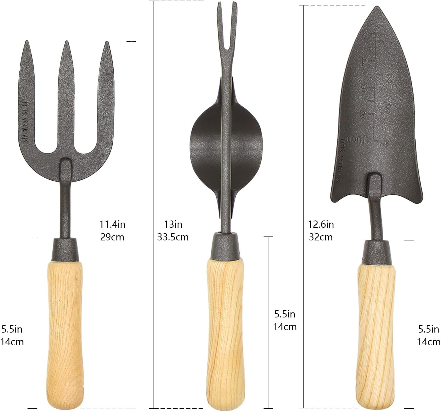 Japanese Gardening Tools Set, 6 Pcs Garden Tools Set, Black Painted Stainless St