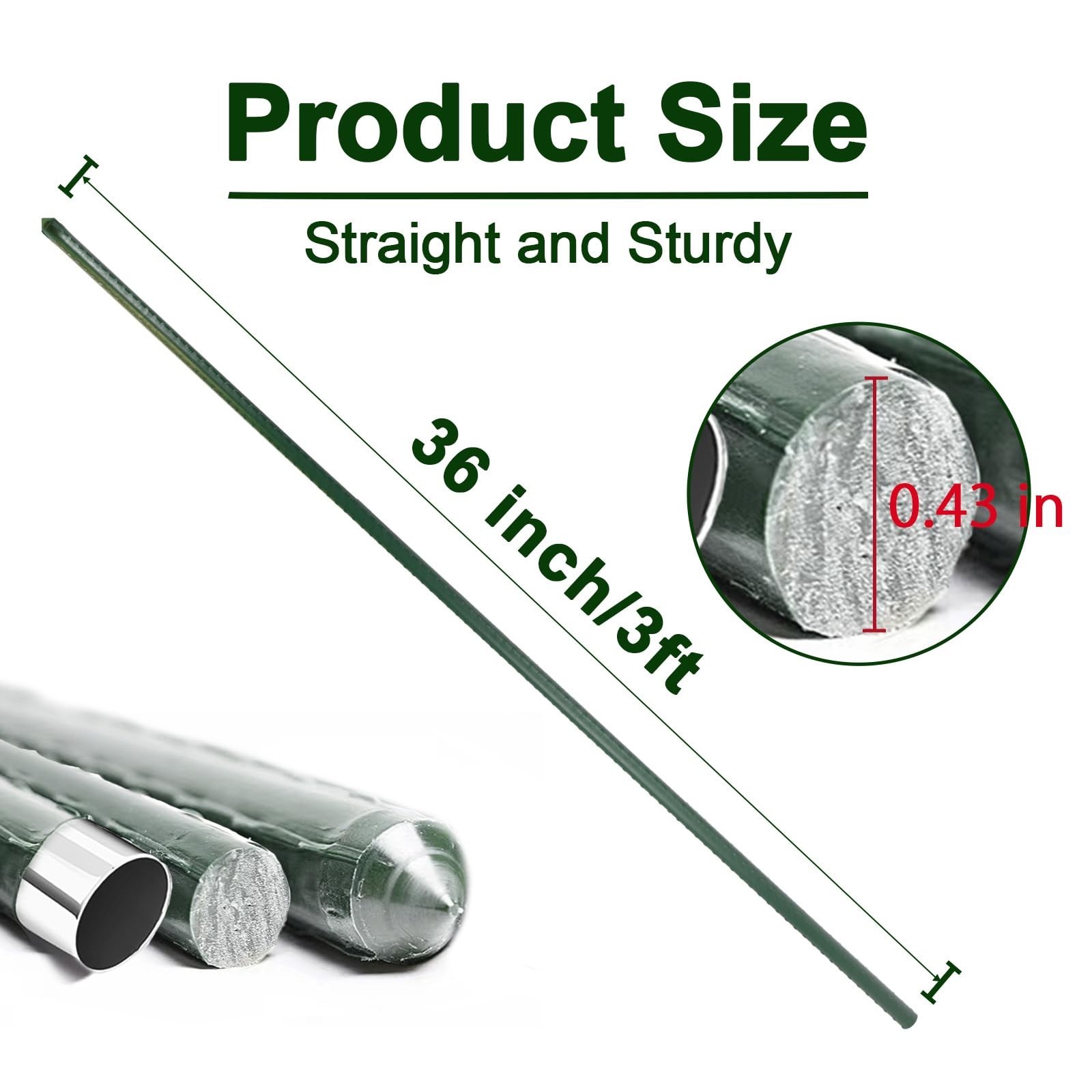 Garden Stakes 3ft, 3 Feet Metal Plant Stakes 30 Pack for Gardening and Farm, …