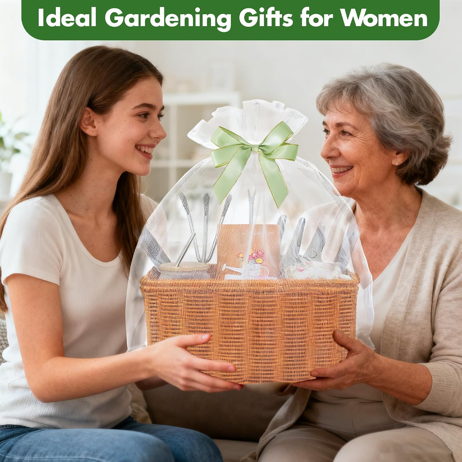 Gardening Gifts for Women 12 Pcs Garden Tools Set with Basket Heavy Duty