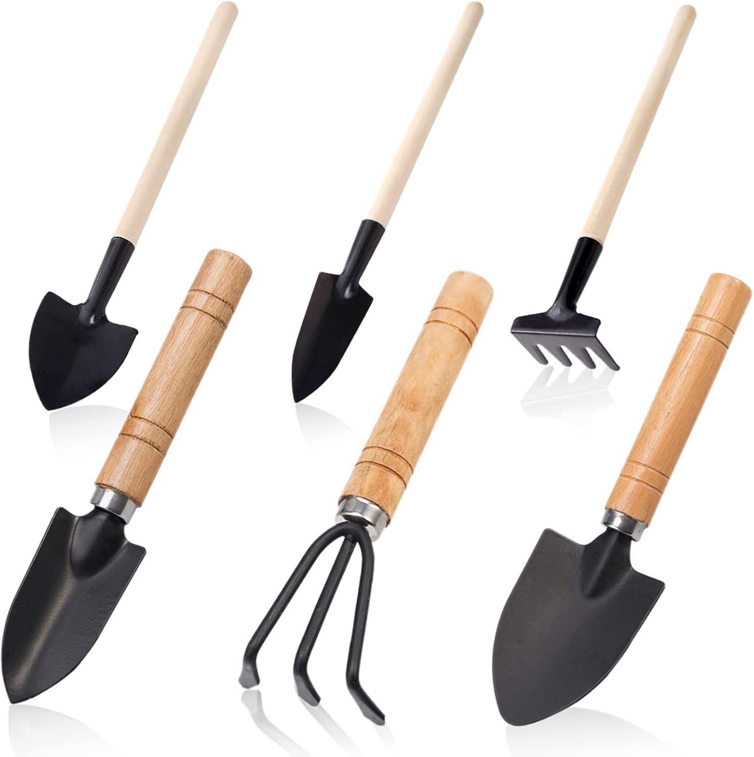 Small Garden Tool Set, 6 Pieces Iron Gardening Kit Including Hand Shovel, Transp