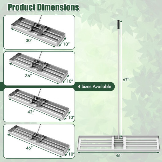 Lawn Leveling Rake 46 x 10 Inch Heavy Duty Lawn Level Tool for Soil-Black