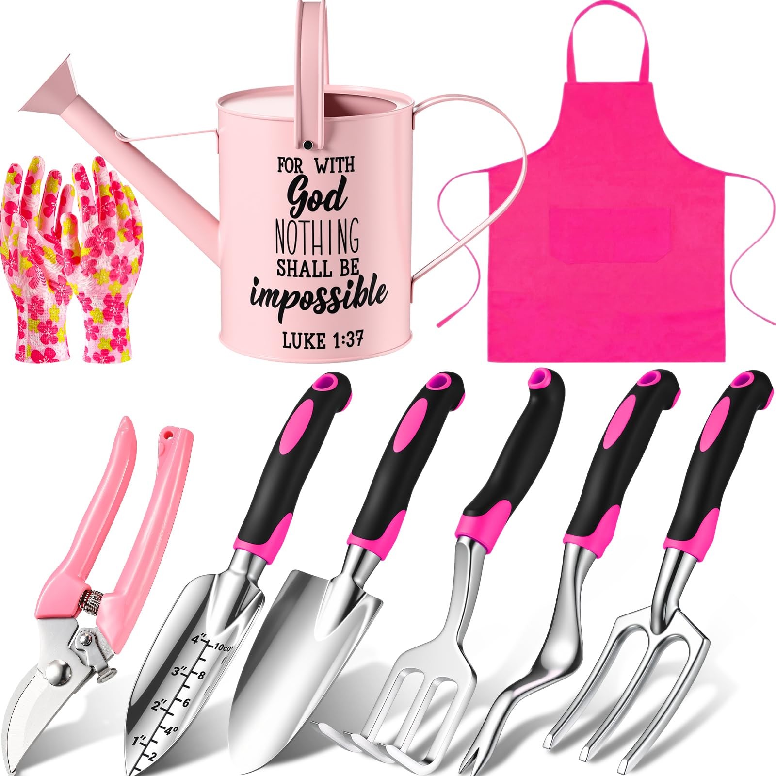 9 Pcs Watering Can Garden Tools Kit with Bible Verse Christian Gardening Gift…