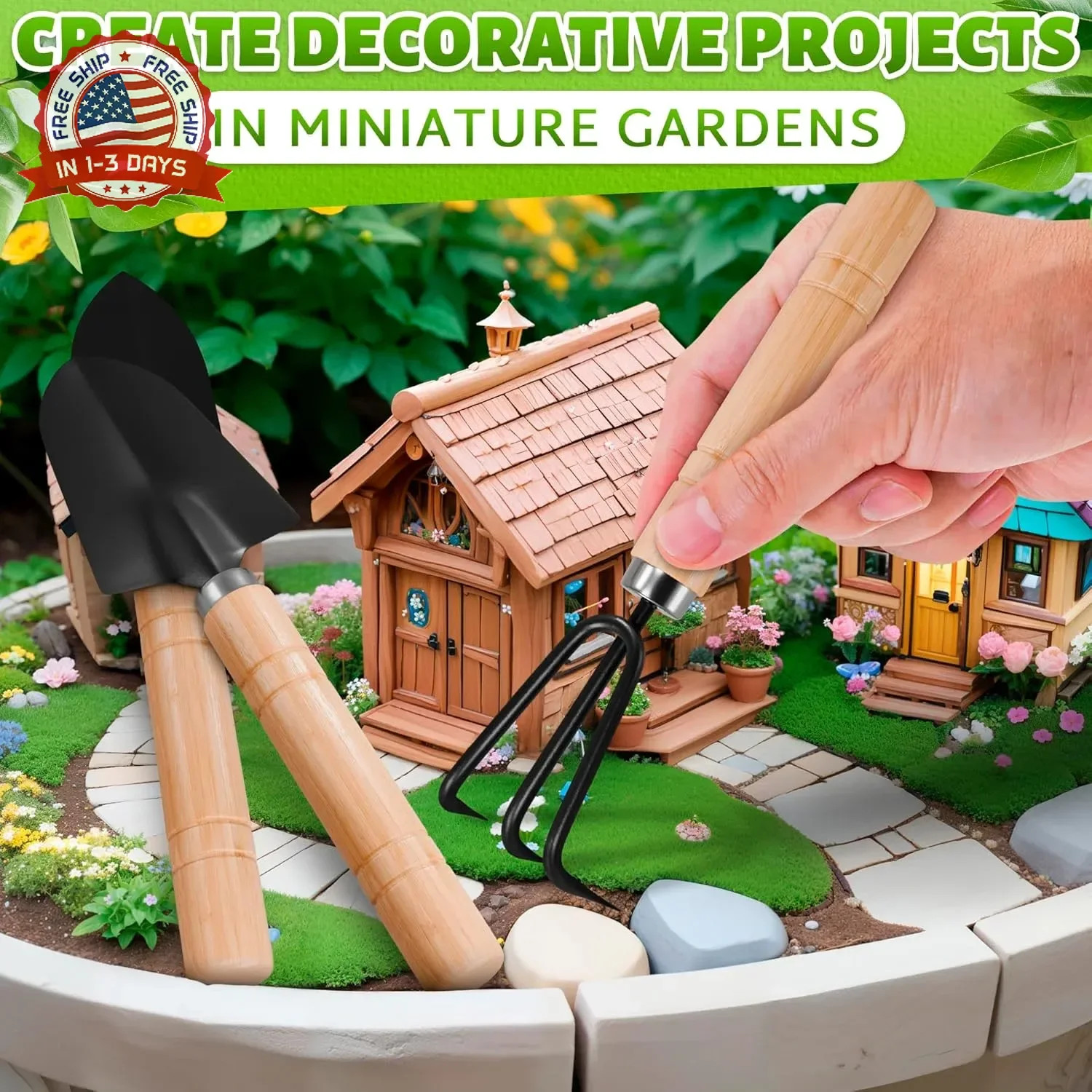 Small Garden Tools – 3 Pcs Mini Garden Tools Set with Small Trowel, Mini Shovel