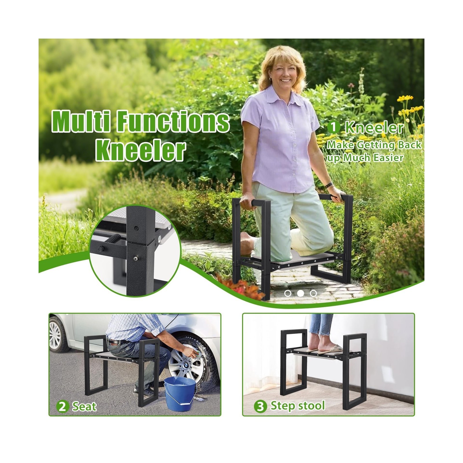 Garden Kneeler and Seat, 12.7″ Wide Folding Heavy Duty Gardenin… USA FAST SHIP