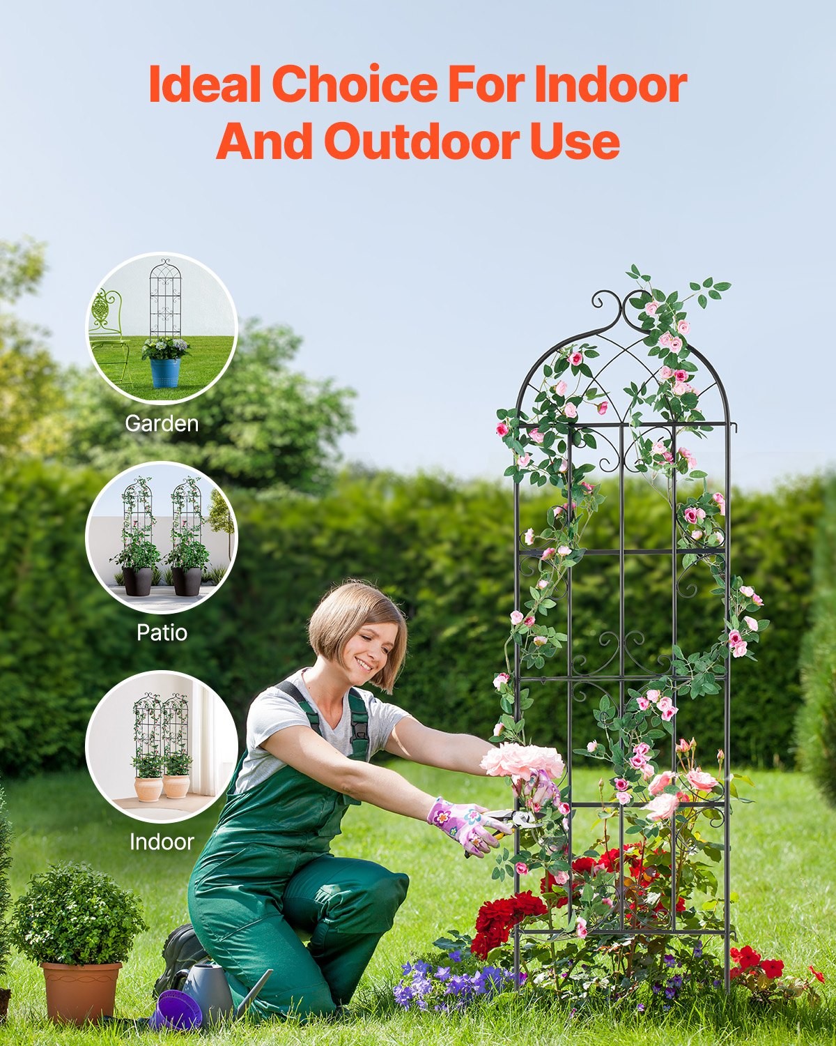 Garden Trellis for Climbing Plants,71 x 20 in,6 Packs Rustproof Metal Garden Flo