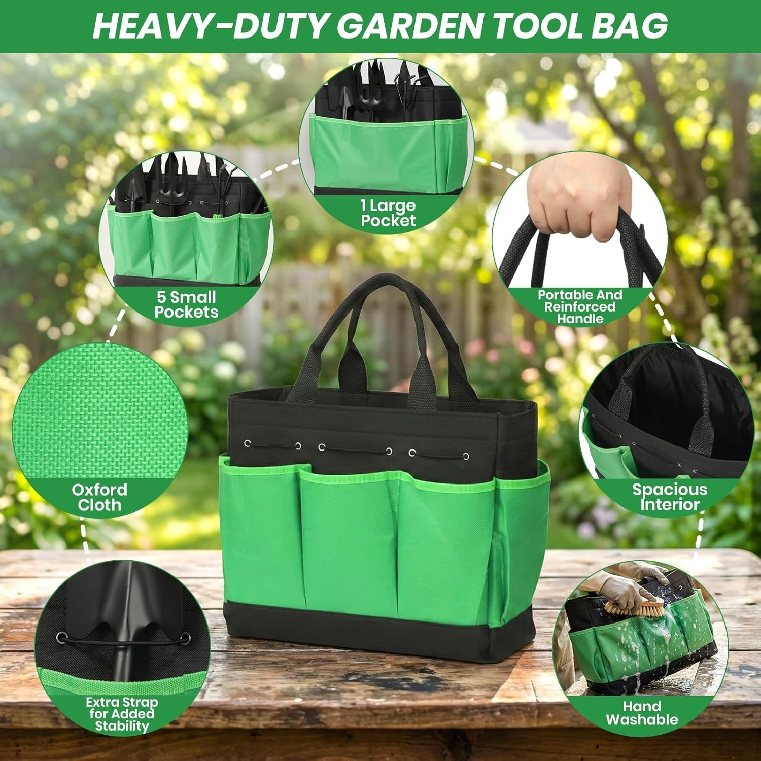 11-Piece Garden Tools Set – Stainless Steel, Non-Slip Handles & Tote