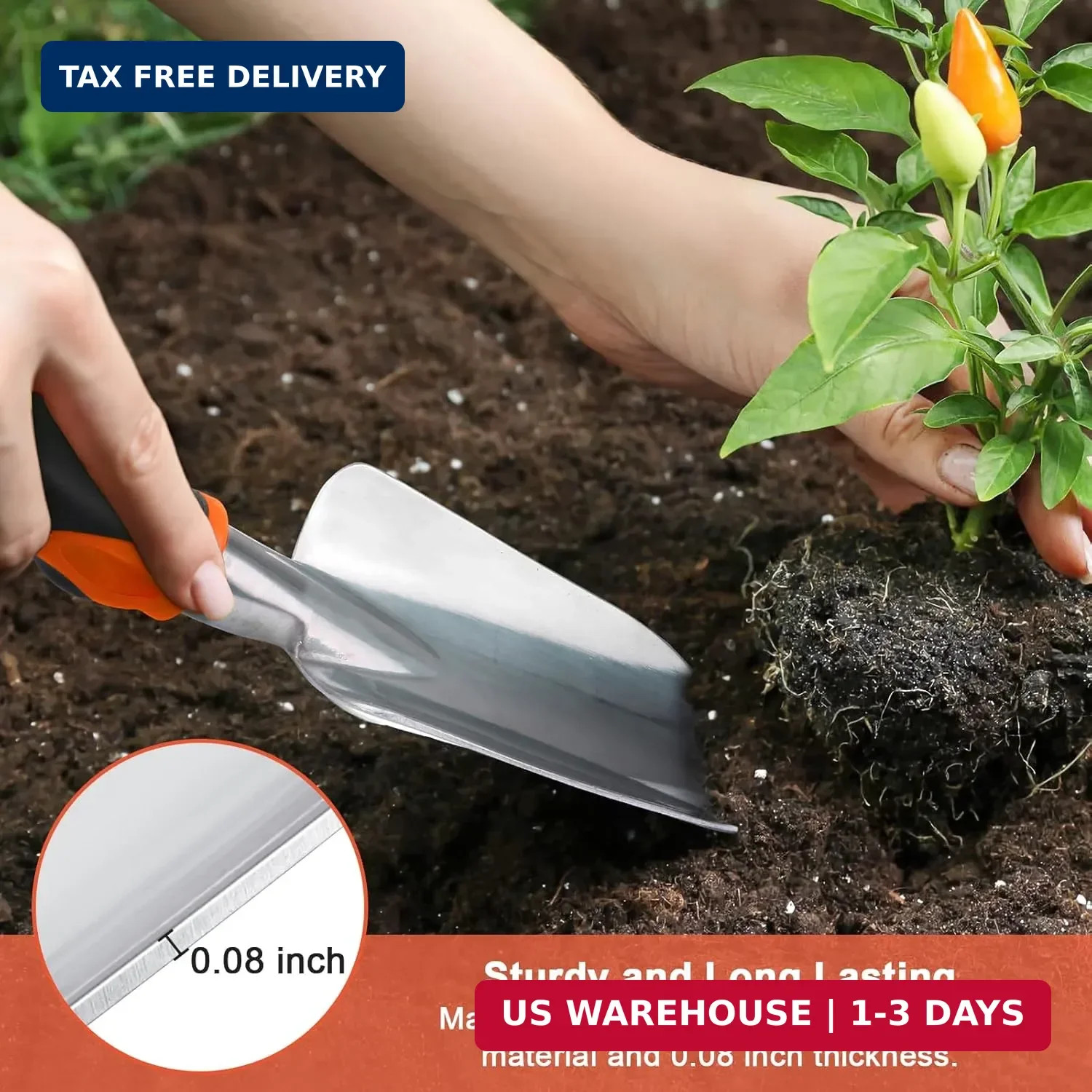 Garden Tools Set, 3 Pack Heavy Duty Gardening Tools Set Include Garden Shovel, T
