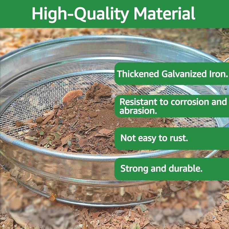 Extra Large Soil Sifter Heavy Duty Galvanized Iron Garden Tool W/ Handle New