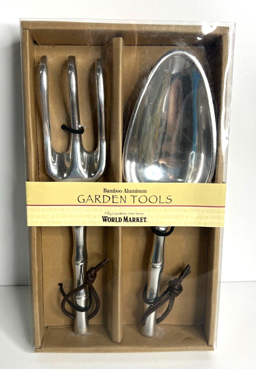 New 2 Pc Garden Hand Tools Set Bamboo Handle Cast Aluminum World Market Spade