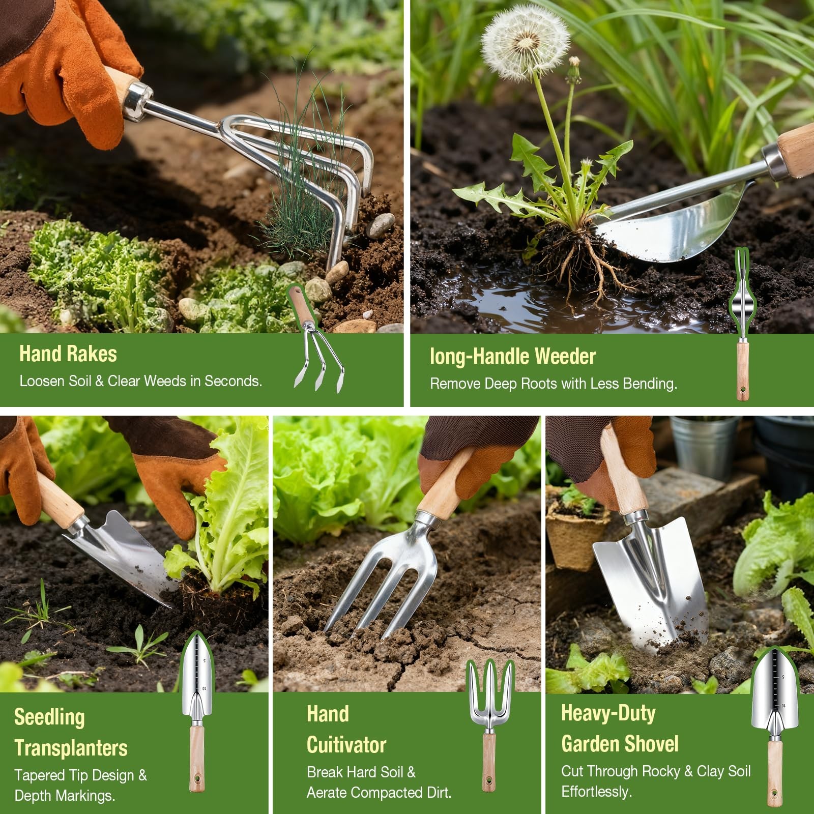 Gardening Tools Set for Women 29Pcs Garden Hand Green