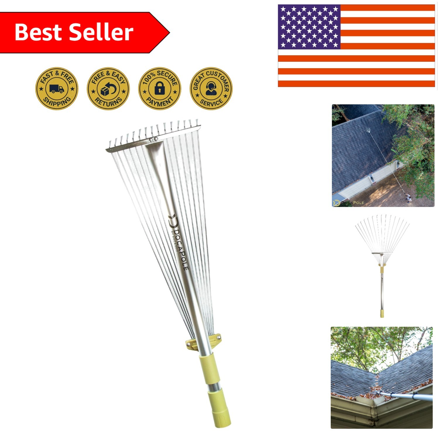 Efficient Dual-Use Roof Rake Head for DocaPole – Lightweight & Easy to Store